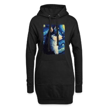 Husky Starry Night - Hoodie-Kleid - Schwarz - Vorne