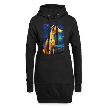 Galgo Espanol Starry Night - Hoodie-Kleid - Schwarz - Vorne