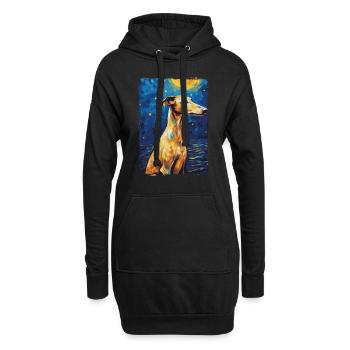 Galgo Español Nuit étoilée - Sweat-shirt à capuche long Femme - noir - Devant