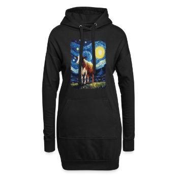 Vache Nuit étoilée - Sweat-shirt à capuche long Femme - noir - Devant