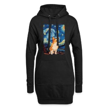Corgi Starry Night - Hoodie-Kleid - Schwarz - Vorne