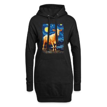 Kuh Starry Night - Hoodie-Kleid - Schwarz - Vorne