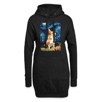 Corgi Starry Night - Hoodie-Kleid - Schwarz - Vorne