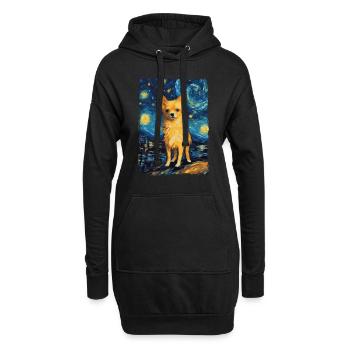 Chihuahua Nuit étoilée - Sweat-shirt à capuche long Femme - noir - Devant