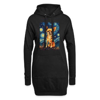 Chihuahua Starry Night - Hoodie-Kleid - Schwarz - Vorne