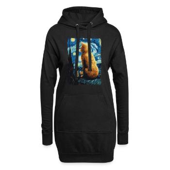 Chat Nuit étoilée - Sweat-shirt à capuche long Femme - noir - Devant