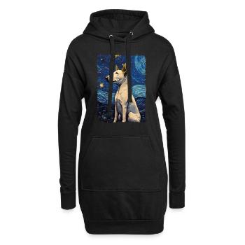 Bullterrier Starry Night - Hoodie-Kleid - Schwarz - Vorne