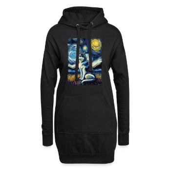 Husky Nuit étoilée - Sweat-shirt à capuche long Femme - noir - Devant