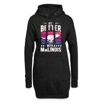 Das Leben ist besser mit einem Malinois - Hoodie-Kleid - Schwarz - Vorne