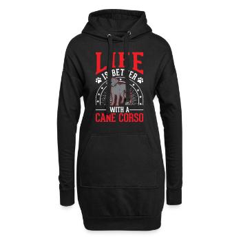 La vie est meilleure avec Cane Corsos - Sweat-shirt à capuche long Femme - noir - Devant