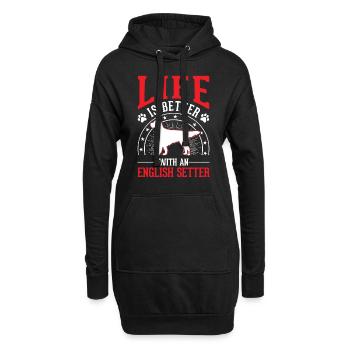 La vie est meilleure avec le Setter anglais - Sweat-shirt à capuche long Femme - noir - Devant