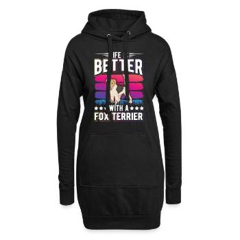 La vie est meilleure avec un fox-terrier - Sweat-shirt à capuche long Femme - noir - Devant