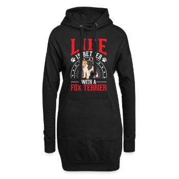 La vie est meilleure avec un fox-terrier - Sweat-shirt à capuche long Femme - noir - Devant