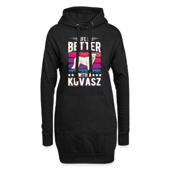 Das Laben ist besser mit Kuvasz - Hoodie-Kleid - Schwarz - Vorne