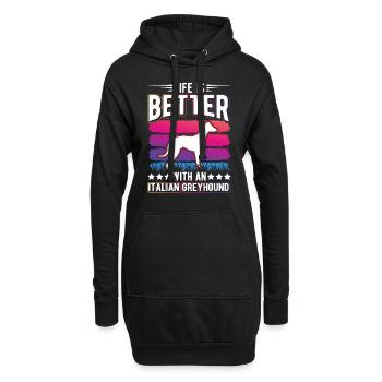 Cadeau lévrier italien - Sweat-shirt à capuche long Femme - noir - Devant