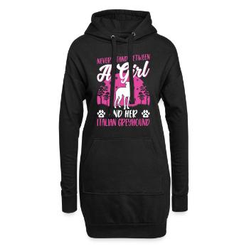 Lévrier italien - Sweat-shirt à capuche long Femme - noir - Devant