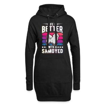 La vie est meilleure avec un Samoyède - Sweat-shirt à capuche long Femme - noir - Devant