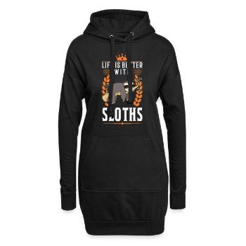 La vie est meilleure avec les paresseux - Sweat-shirt à capuche long Femme - noir - Devant