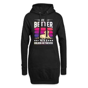 Das Leben ist besser mit einem Golden Retriever - Hoodie-Kleid - Schwarz - Vorne