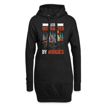 Easily distracted by Budgies Budgie - Hoodie Dress - black - Front