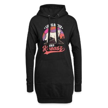 Das Laben ist besser mit Kuvasz - Hoodie-Kleid - Schwarz - Vorne