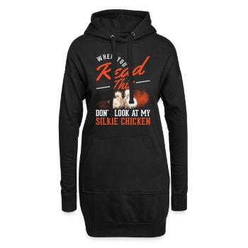 Cadeau Poulet Soie Poulet Silkie Poulet Silkie - Sweat-shirt à capuche long Femme - noir - Devant