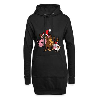 Rétro Vintage Grunge Style Noël - Sweat-shirt à capuche long Femme - noir - Devant