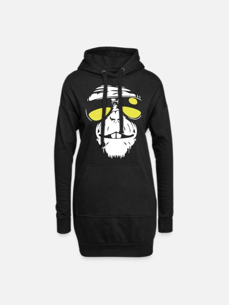 Cool Monkey - Coole Affe - Hoodie-Kleid - Schwarz