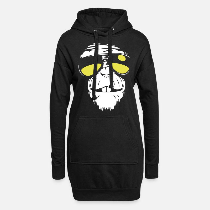 Cool Monkey - Coole Affe - Hoodie-Kleid - Schwarz
