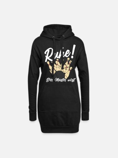 Ruhe der Meister wirft Bowling Spruch - Hoodie-Kleid - Schwarz