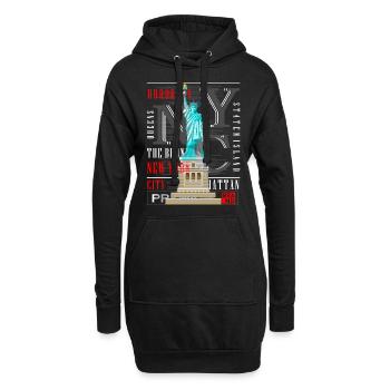 New York City NYC USA Amérique Statue de la Liberté - Sweat-shirt à capuche long Femme - noir - Devant
