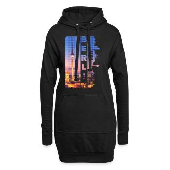 Berlin Deutschland Stadt Skyline Heimat Liebe - Hoodie-Kleid - Schwarz - Vorne