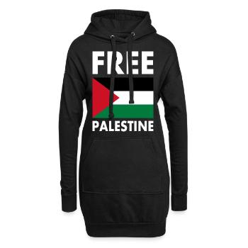 Free palestine - Sweat-shirt à capuche long Femme - noir - Devant