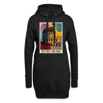 Rom Rome Italien Stadt Skyline Briefmarke Bunt - Hoodie-Kleid - Schwarz - Vorne