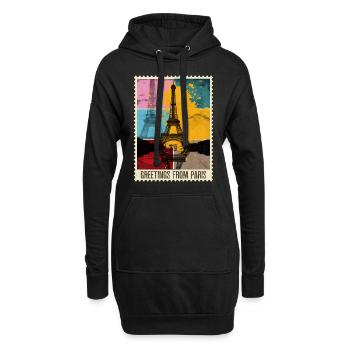 Paris Frankreich Stadt Skyline Briefmarke - Hoodie-Kleid - Schwarz - Vorne