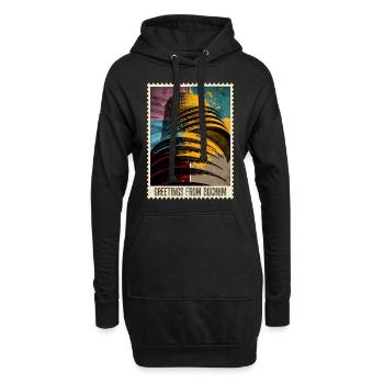 Bochum Deutschland Stadt Skyline Briefmarke Bunt - Hoodie-Kleid - Schwarz - Vorne