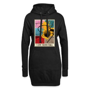 Basketball Basketballer Korb Sport Briefmarke - Hoodie-Kleid - Schwarz - Vorne