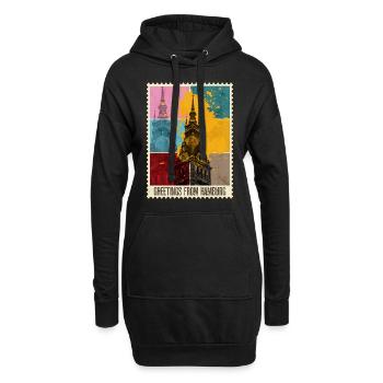 Hamburg Deutschland Stadt Skyline Briefmarke - Hoodie-Kleid - Schwarz - Vorne