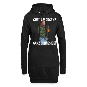 Guten Morgen - Ganz dünnes Eis Spruch Kaffee - Hoodie-Kleid - Schwarz - Vorne