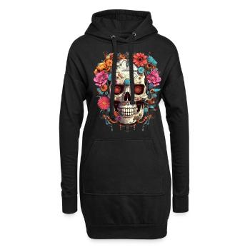Cyborg Skull Robot Android Sugar Skull - Sweat-shirt à capuche long Femme - noir - Devant