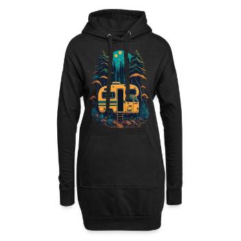 Camping, Van, Campingwagen, Reisen - Hoodie-Kleid - Schwarz - Vorne
