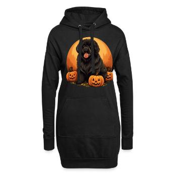 Neufundländer-Hund-Kürbis-faule Halloween-Party - Hoodie-Kleid - Schwarz - Vorne