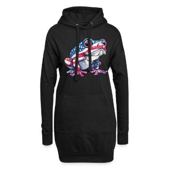 Grenouille drapeau américain 4 de juillet jour grenouille cadeaux - Sweat-shirt à capuche long Femme - noir - Devant