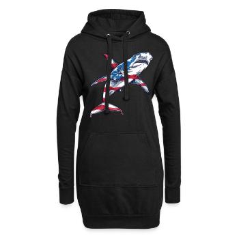 Hammerhead Shark American Flag 4th of July - Hoodie-Kleid - Schwarz - Vorne