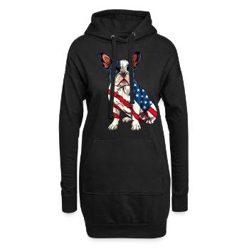 Boston Terrier Dog 4 juillet Drapeau américain Cadeaux - Sweat-shirt à capuche long Femme - noir - Devant
