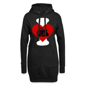 I love Traktor - Hoodie-Kleid - Schwarz - Vorne