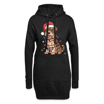 Glen of Imaal Terrier Noël Lumières Noël Chiens - Sweat-shirt à capuche long Femme - noir - Devant