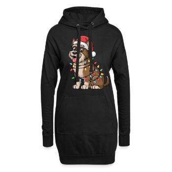 Terrier irlandais Noël lumières Noël chiens cadeaux - Sweat-shirt à capuche long Femme - noir - Devant