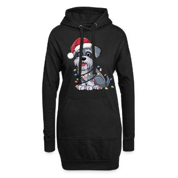 Miniature Schnauzer Christmas Lights Xmas Dogs - Hoodie-Kleid - Schwarz - Vorne