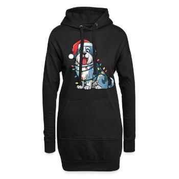 Vieux chien de berger anglais Noël lumières chiens de Noël - Sweat-shirt à capuche long Femme - noir - Devant
